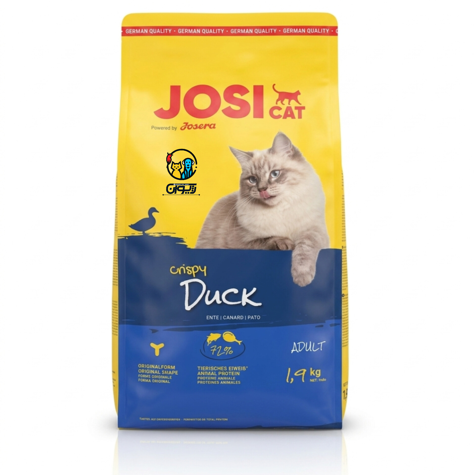 غذا خشک گربه جوسی کت طعم اردک ۱.۹۰۰ کیلوگرم JosiCat Dry Cat Food with Duck – 1.9kg