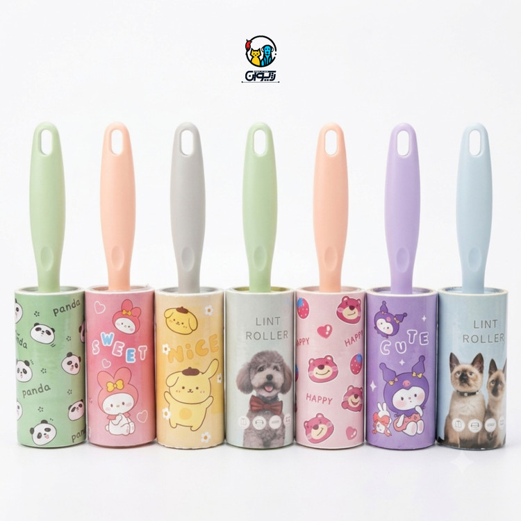 پرزگیر لباس رولی چسبی ۶۵ برگ (بسته تک عددی) 65-Sheet Sticky Lint Roller for Clothes