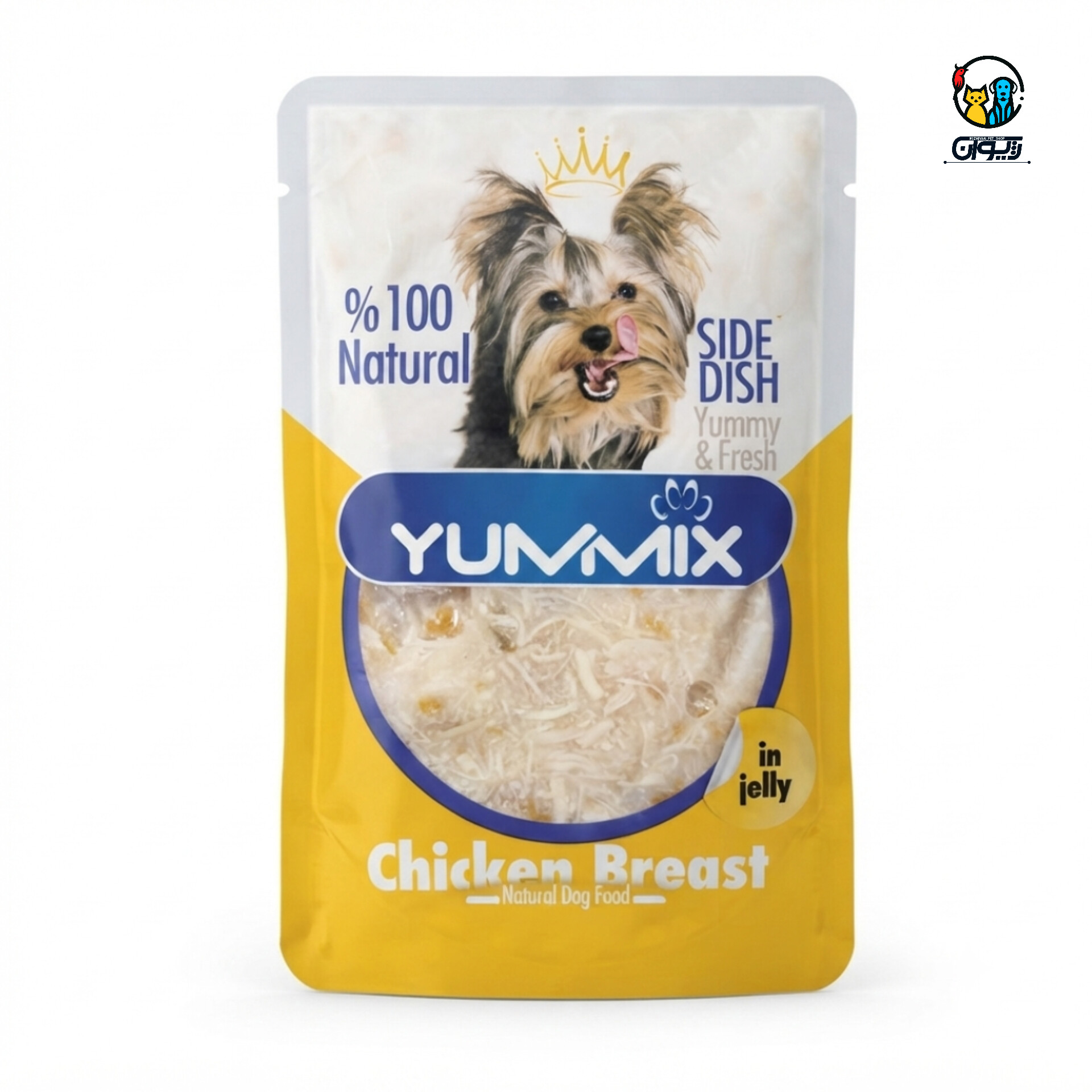 پوچ سگ نچرال یامیکس طعم سینه مرغ وزن ۸۵ گرم Yammix Natural Wet Dog Food Pouch – Chicken Breast Flavor