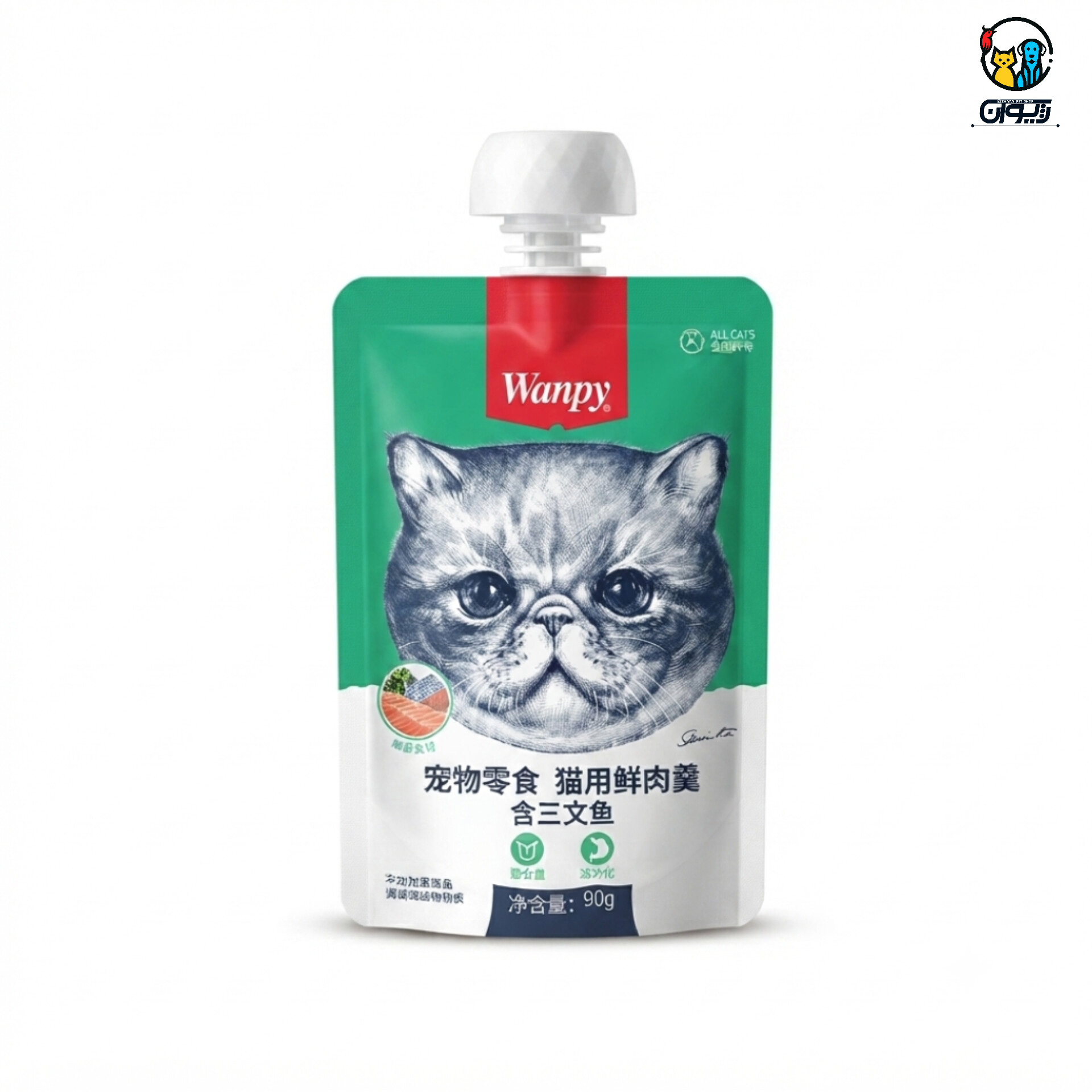 پودینگ گربه ونپی طعم قزل آلا وزن ۹۰ گرم Wanpy Cat Pudding