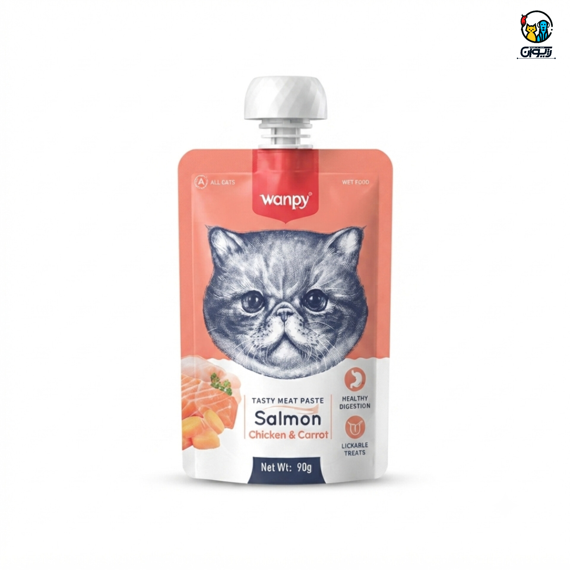 پودینگ گربه ونپی طعم سالمون، مرغ، هویج وزن ۹۰ گرم Wanpy Cat Pudding