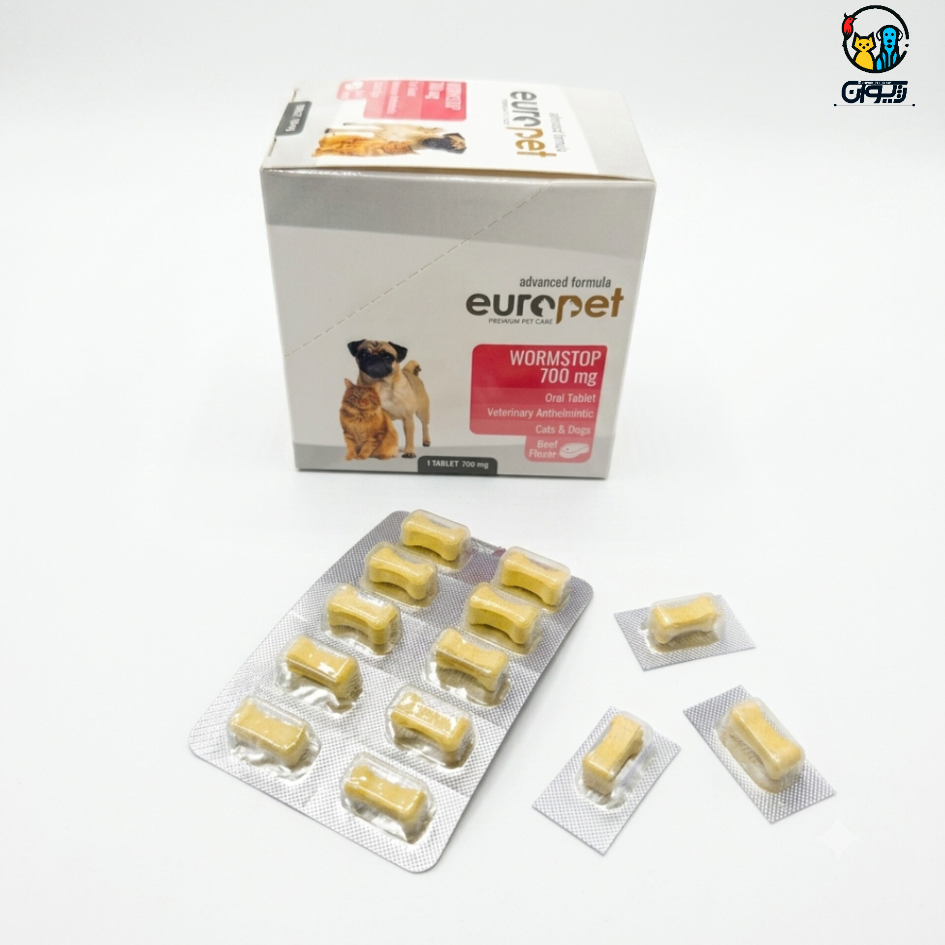 قرص ضد انگل سگ و گربه یوروپت ۷۰۰ میلی گرم (تک عددی) Europet Dog & Cat WormStop 700 mg Tablets